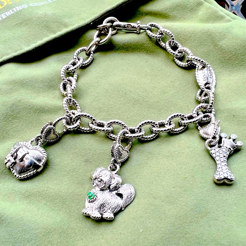 Judith Ripka 🌟RARE🌟 Dog charm bracelet - Charms+ bracelet 925 sterling+CZ